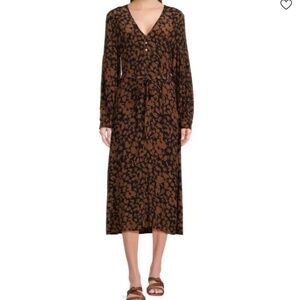 RAILS Fabian Midi Dress, Floral Print, Black & Brown,  XS